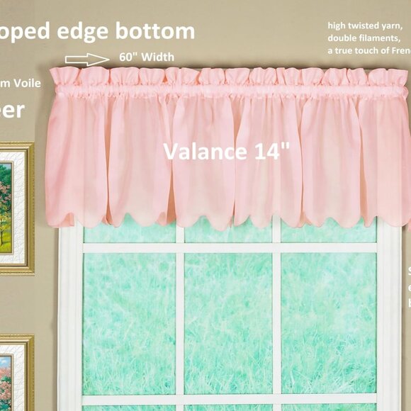 NWT Curtain Emelia Valance Original Voile Valance 14", Peach, 60" W x 14" L - Picture 1 of 4